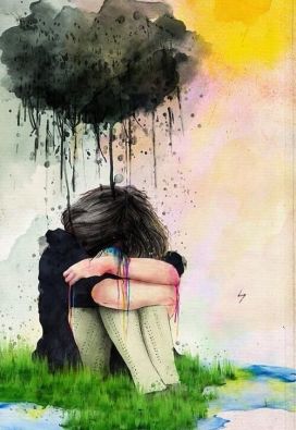 dark cloud over girl